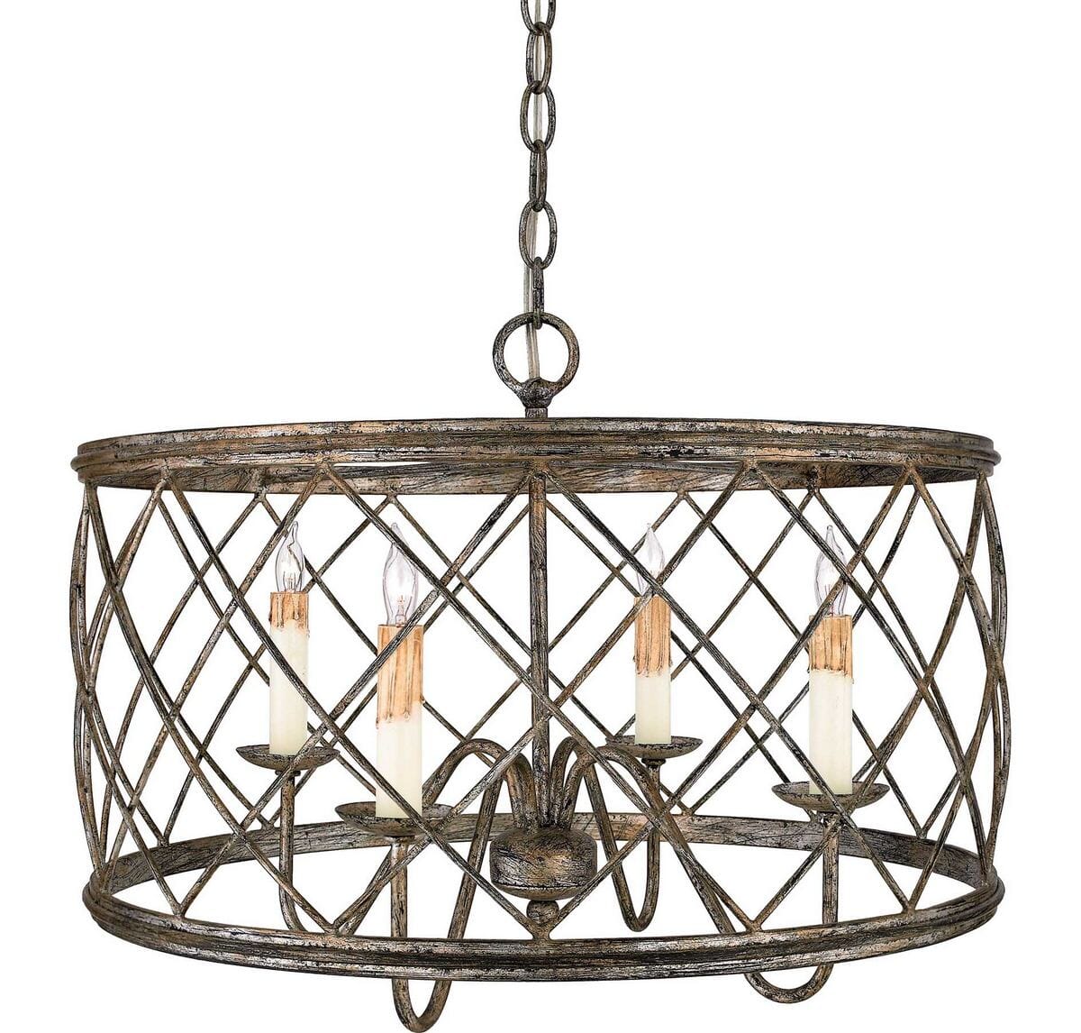 Quoizel Dury 4-Light 22" Pendant Light in Century Silver Leaf