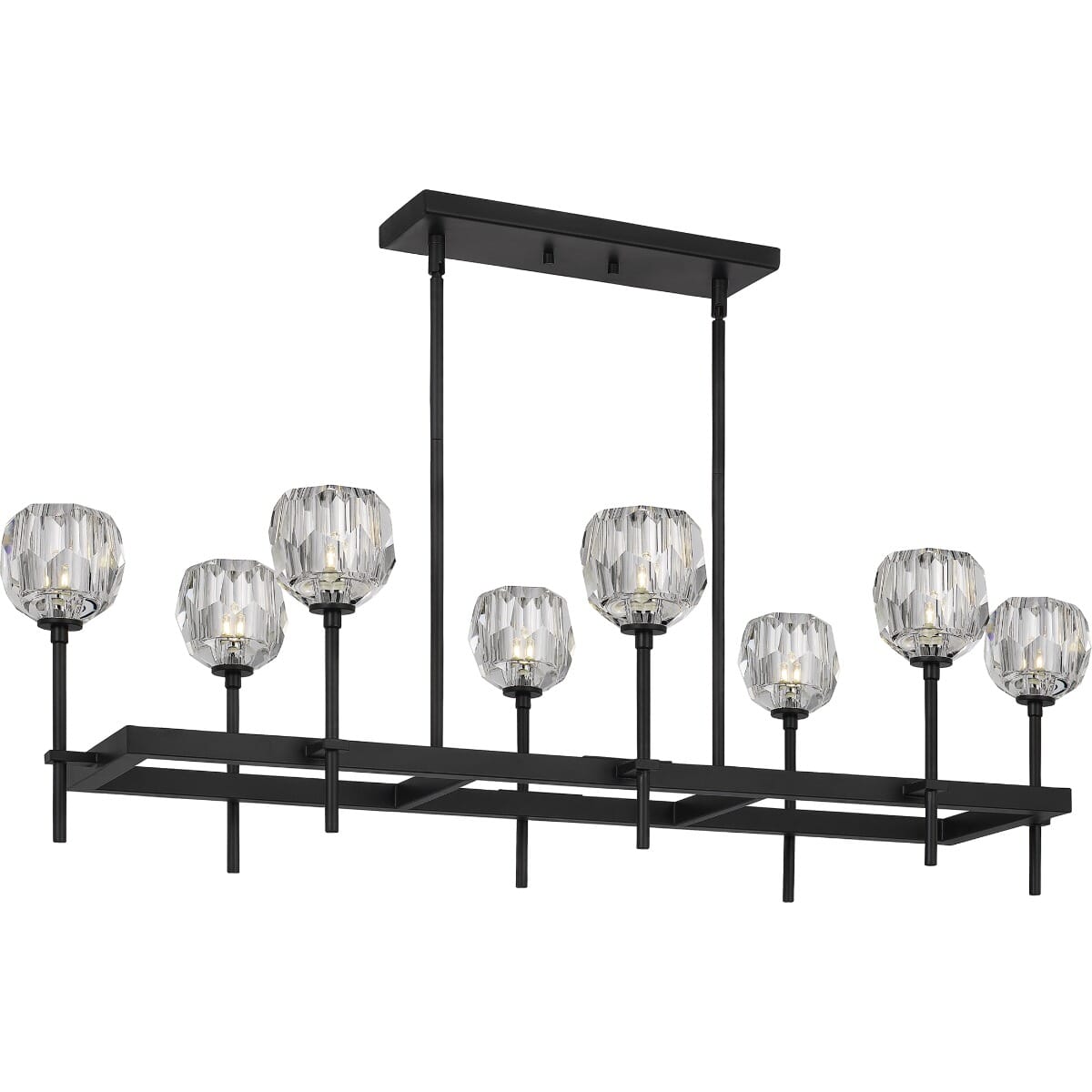 Quoizel Regalia 8-Light 45" Kitchen Island Light in Matte Black