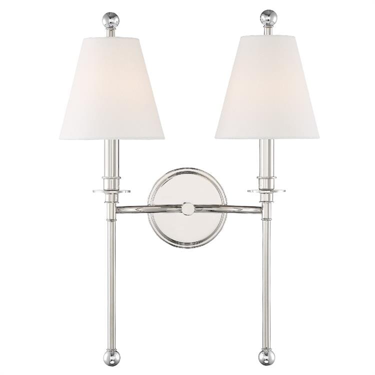 Crystorama Riverdale 2-Light Wall Sconce in Polished Nickel