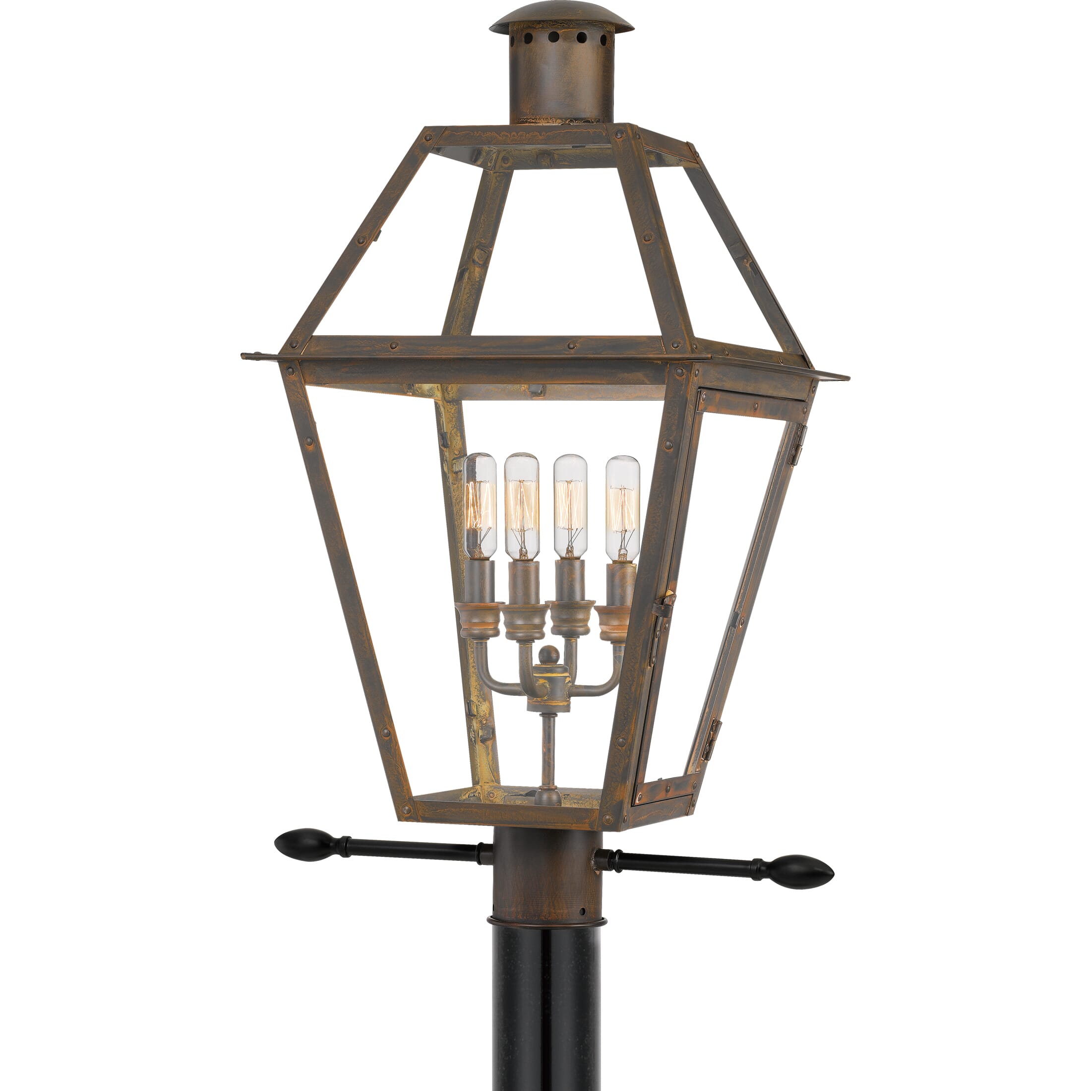 Quoizel Rue De Royal 4-Light 17" Outdoor Post Light in Industrial Bronze