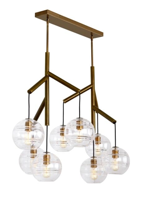 Tech Sedona 8-Light 2700K LED Contemporary Chandelier in Aged Brass and Clear