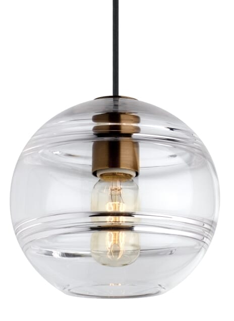 Tech Sedona 7" Pendant Light in Aged Brass and Clear