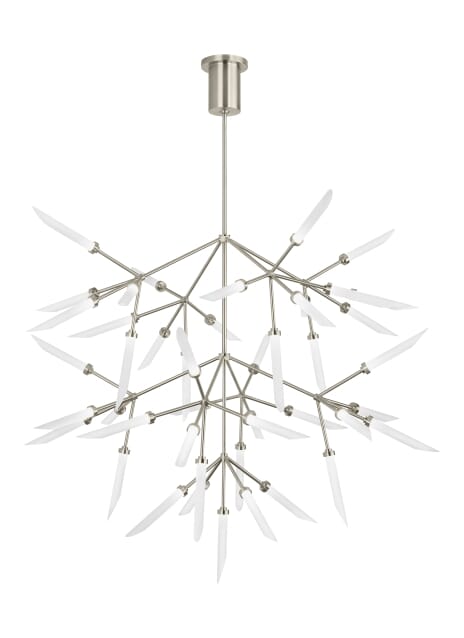 Tech Spur 45-Light 2700K LED Multi-Tier Chandelier in Satin Nickel and Frost