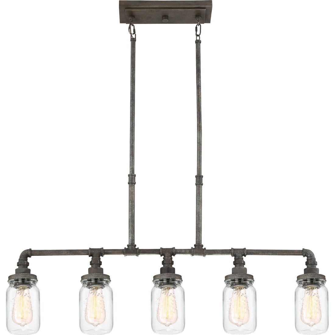 Quoizel Squire 5-Light Linear Pendant Light in Rustic Black