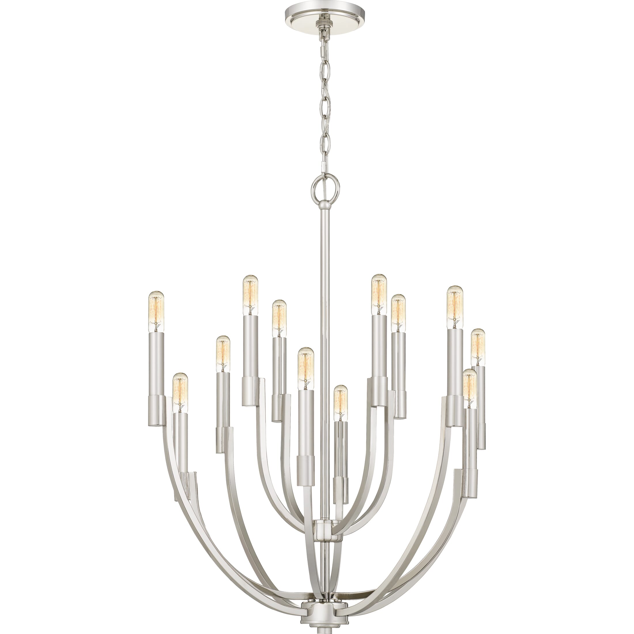 Quoizel Strand 12-Light 31" Transitional Chandelier in Polished Nickel