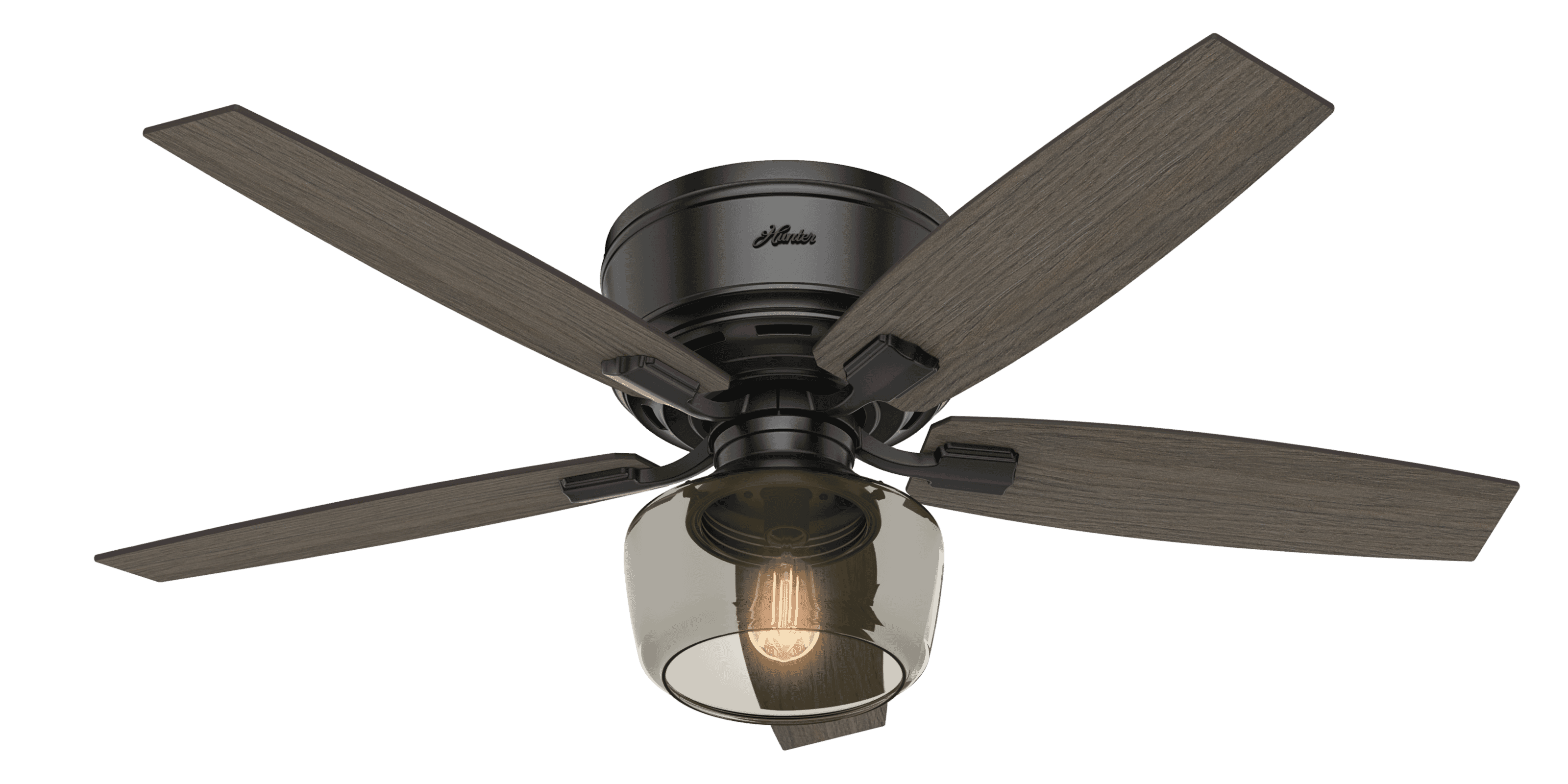 Hunter Bennett 52" Indoor Flush Mount Ceiling Fan in Matte Black