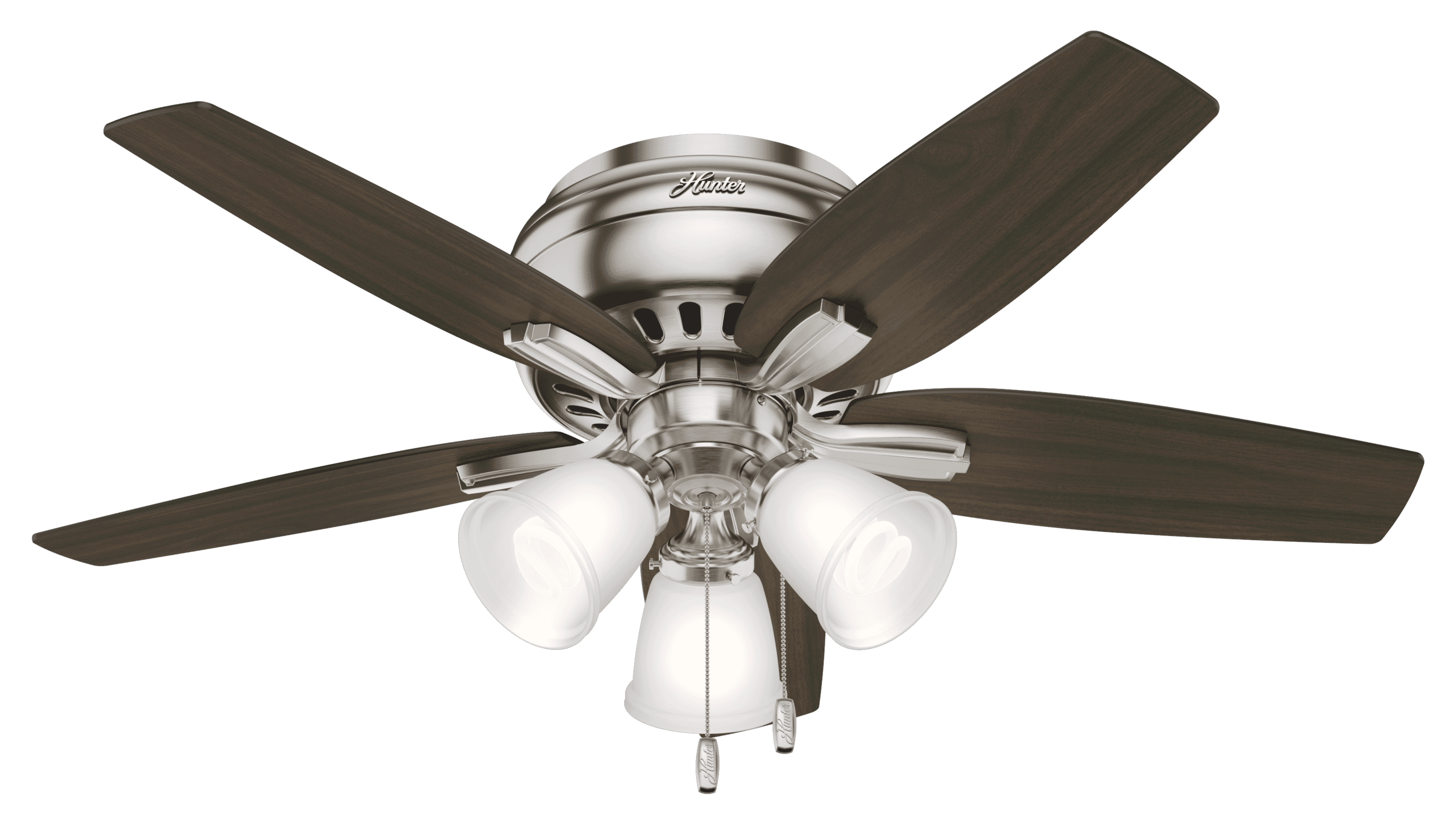 Hunter Newsome Low Profile 3-Light 42" Indoor Ceiling Fan in Brushed Nickel