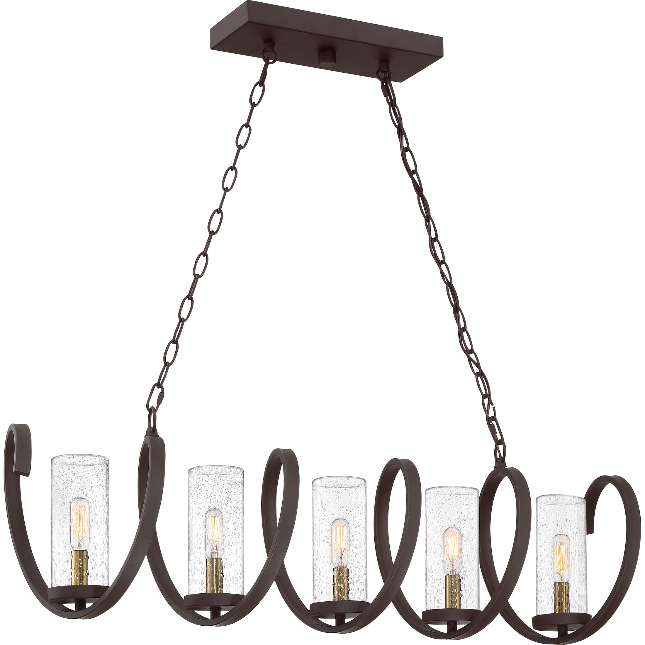 Quoizel Tumult 5-Light 40" Kitchen Island Light in Western Bronze