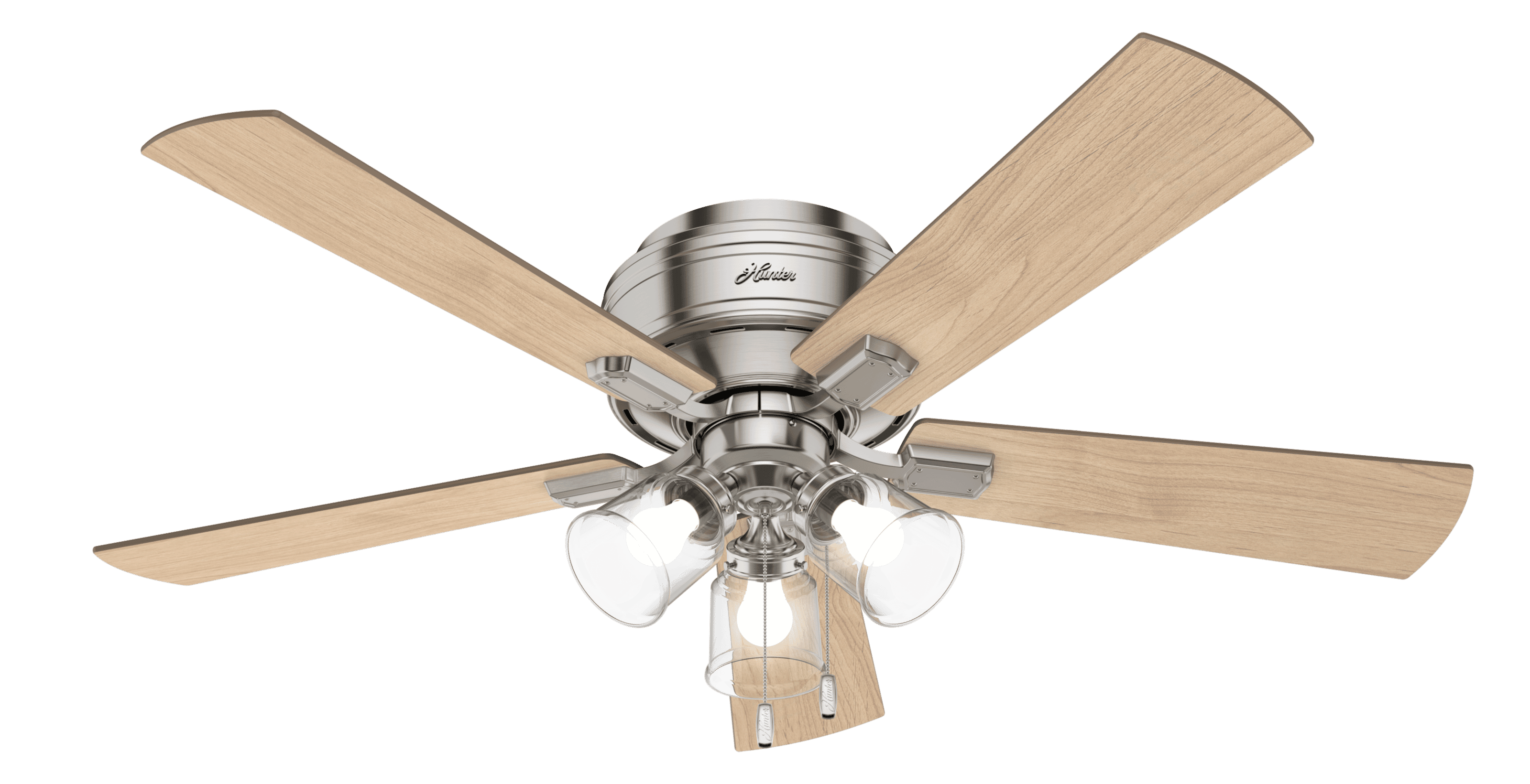 Hunter Crestfield Low Profile 3-Light 52" Indoor Ceiling Fan in Brushed Nickel