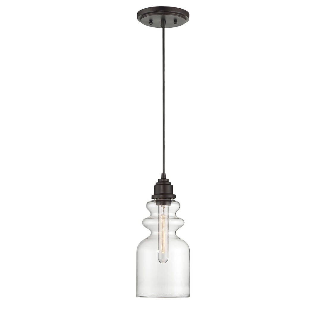 Trade Winds Griffin Glass Pendant Light in Oil Rubbed Bronze