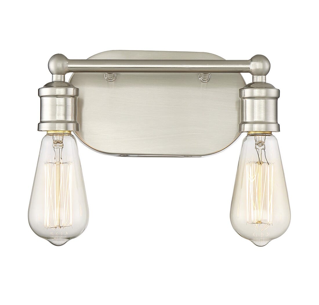 Trade Winds Milton 2-Light Bathroom Vanity Light in Brushed Nickel