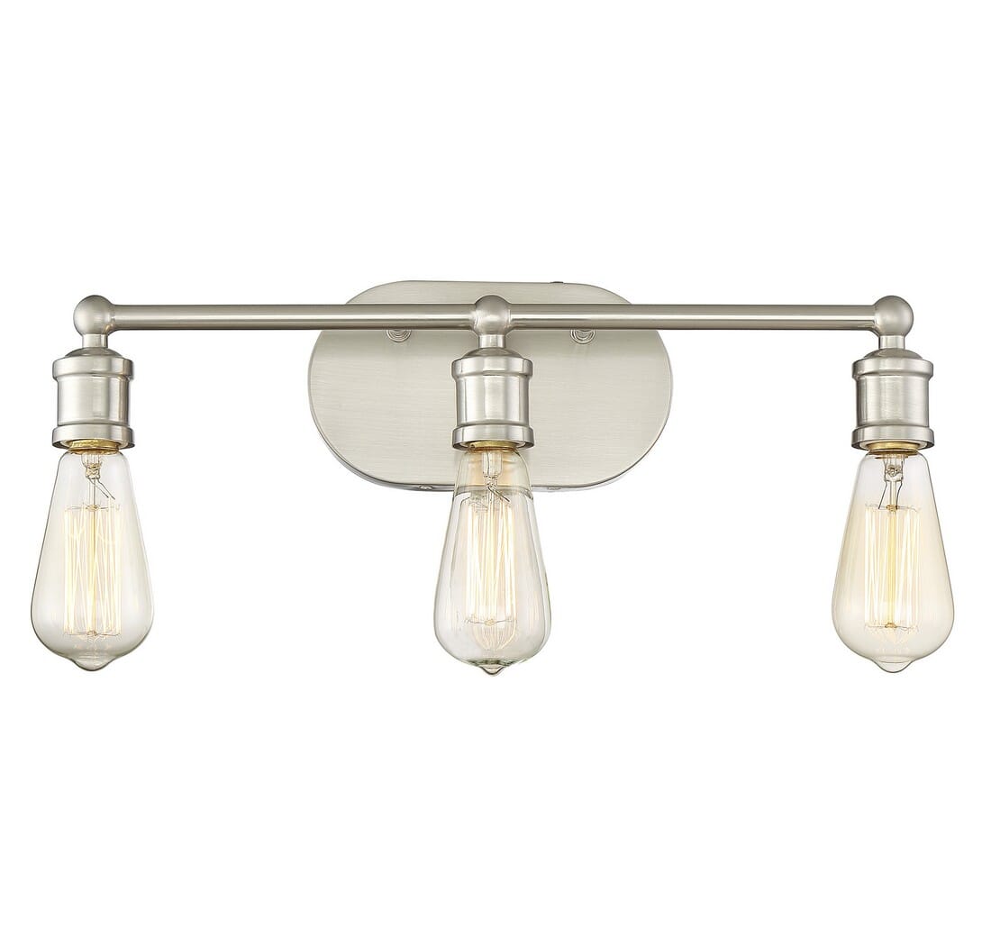 Trade Winds Milton 3-Light Bathroom Vanity Light in Brushed Nickel