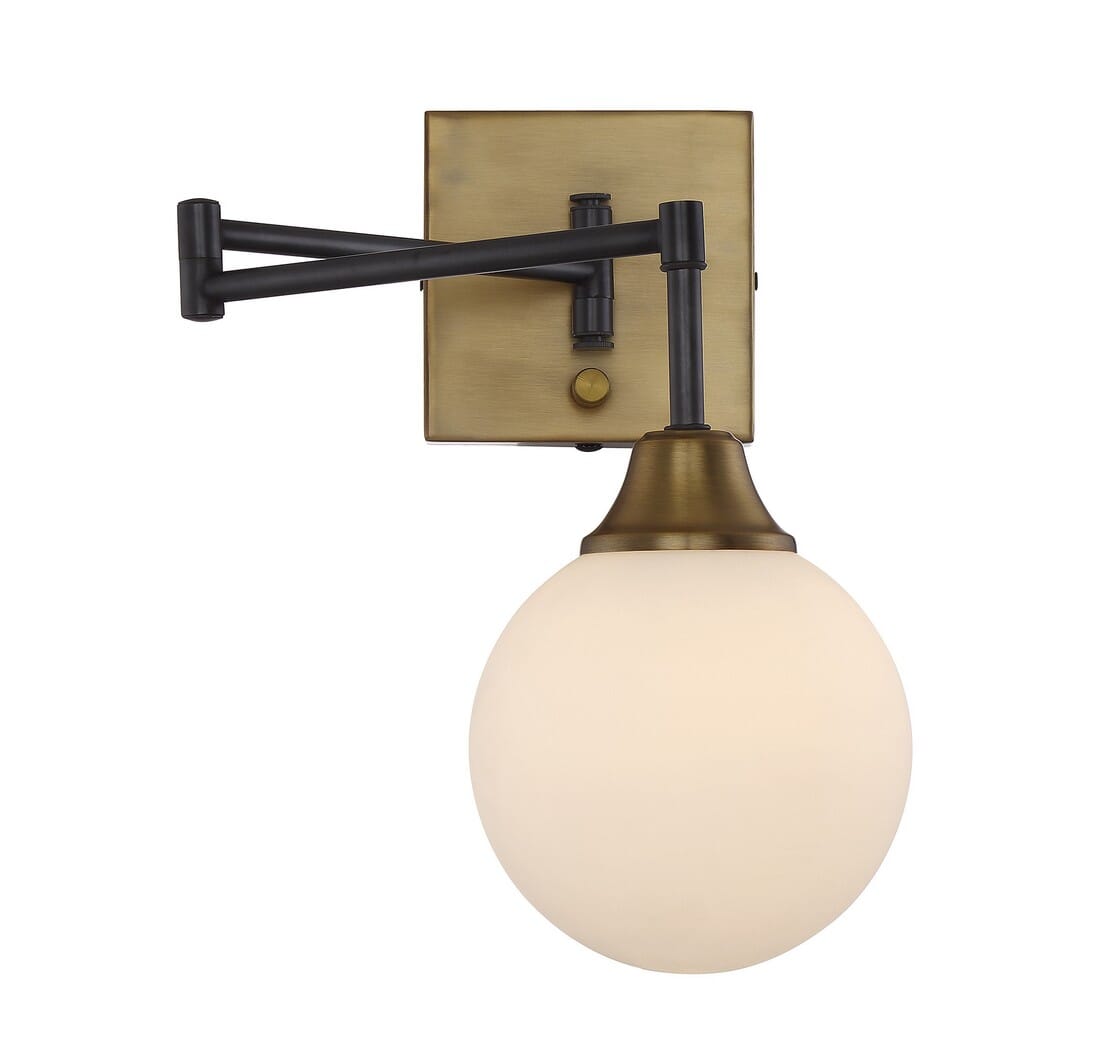 Trade Winds Retro 1-Light Swing-Arm Sconce in English Bronze with Warm Brass