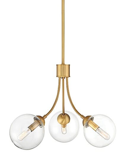 Trade Winds Trinity 3-Light Chandelier in Natural Brass