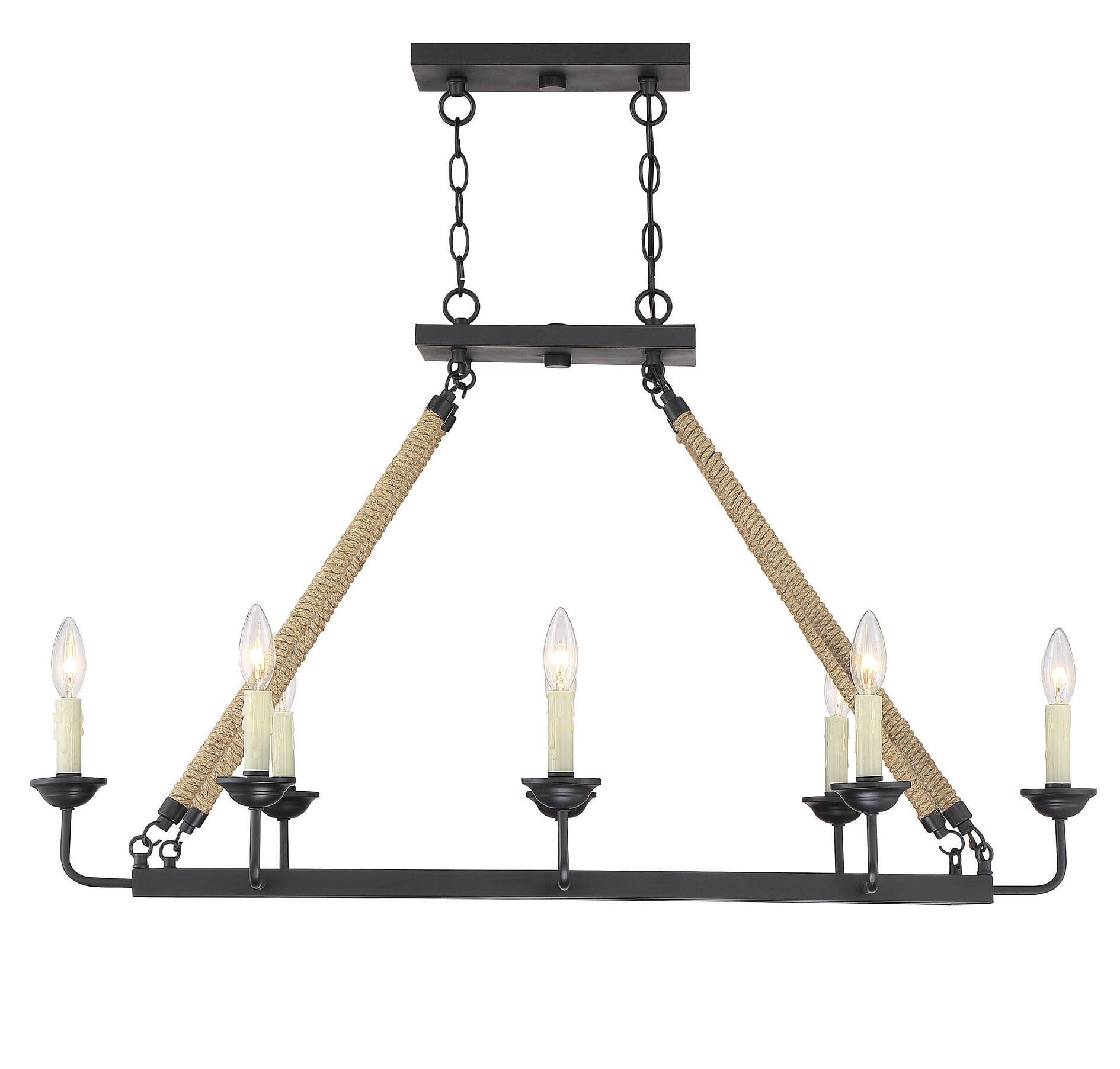 Trade Winds Burlington 8-Light Linear Chandelier in Matte Black