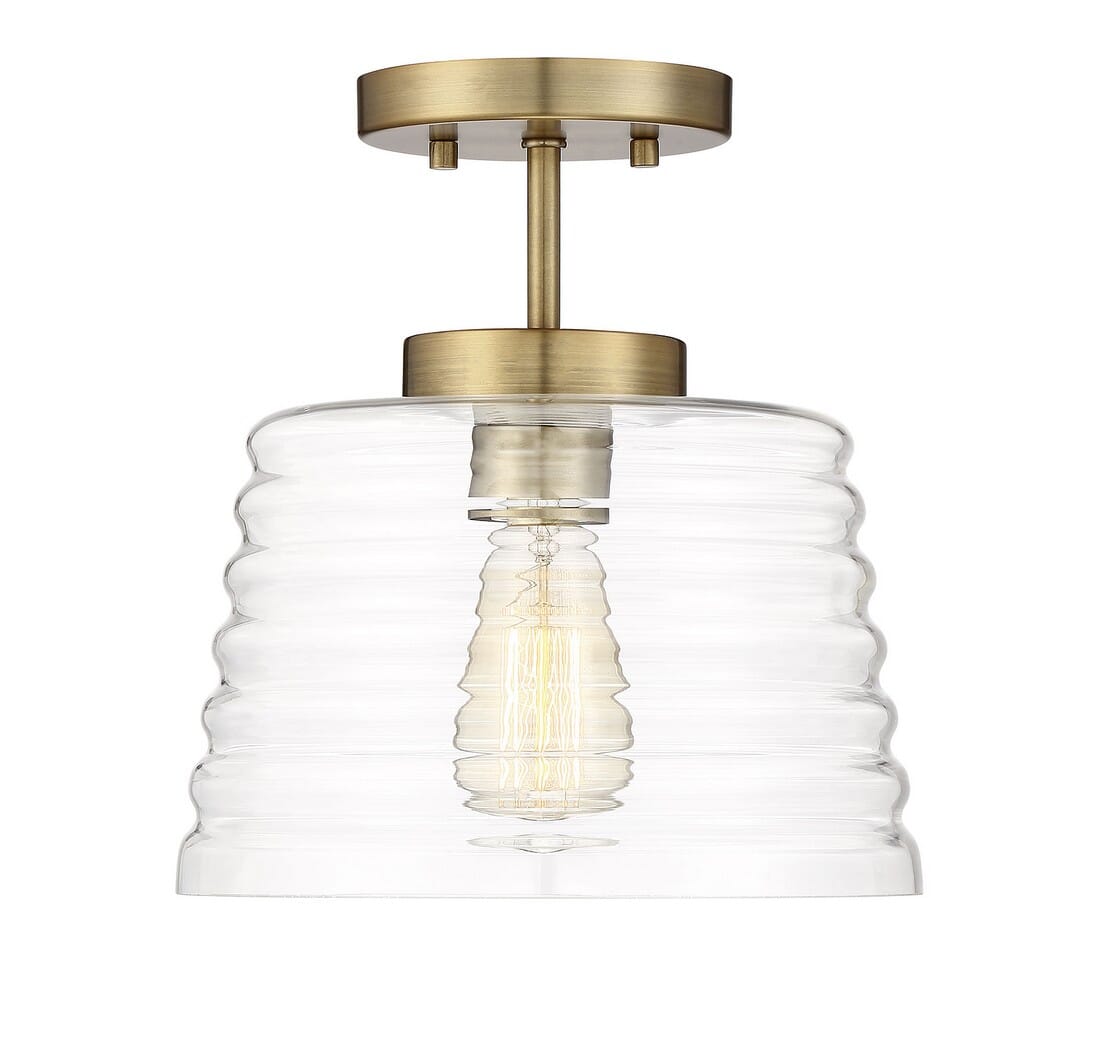 Trade Winds Adeline Glass Ceiling Light in Natural Brass