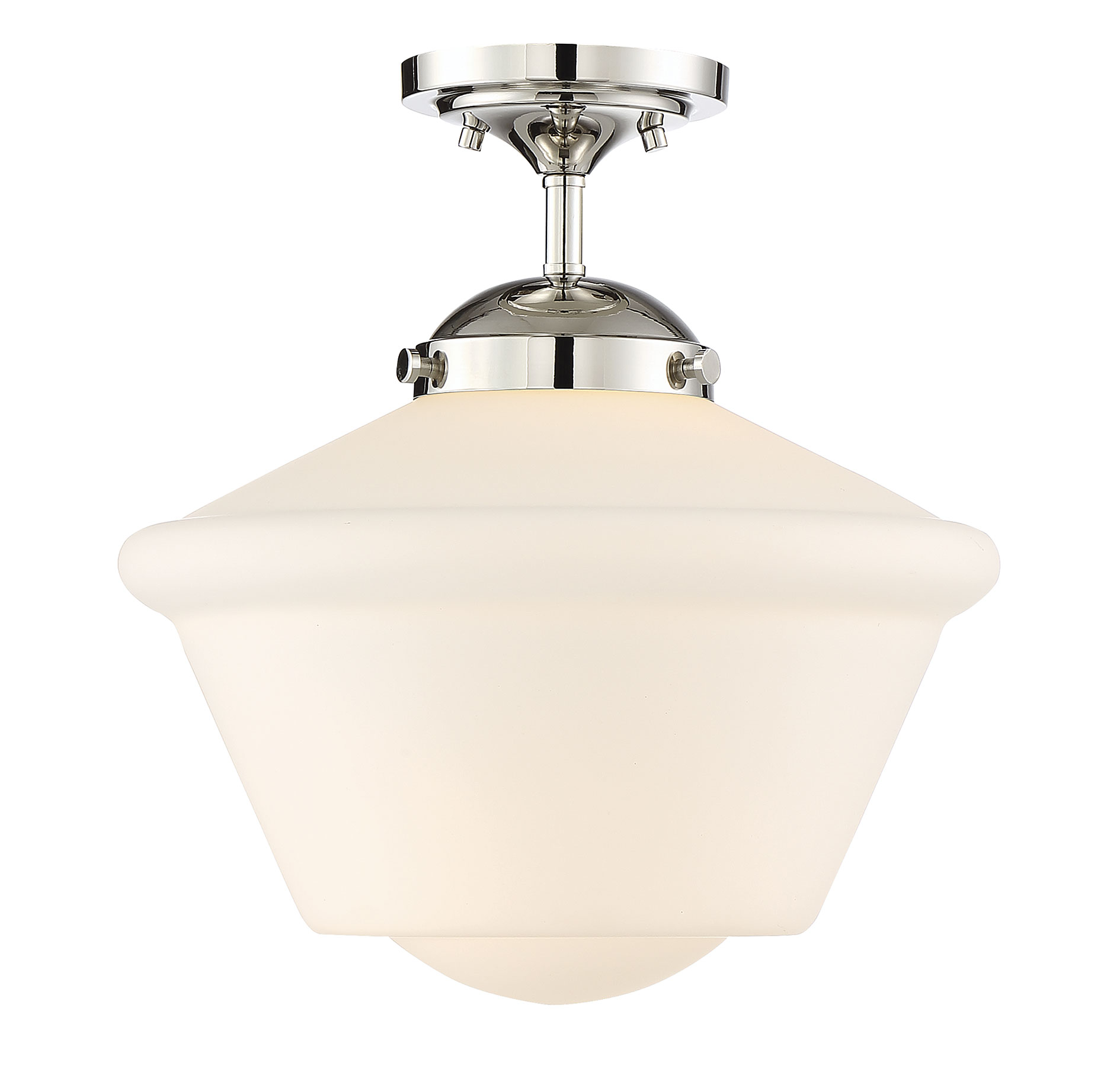 Trade Winds Dorothy Opal Glass Schoolhouse Ceiling Light in Polished Nickel