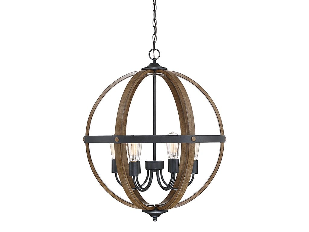 Trade Winds Cheyenne 6-Light Pendant Light in Wood and Black