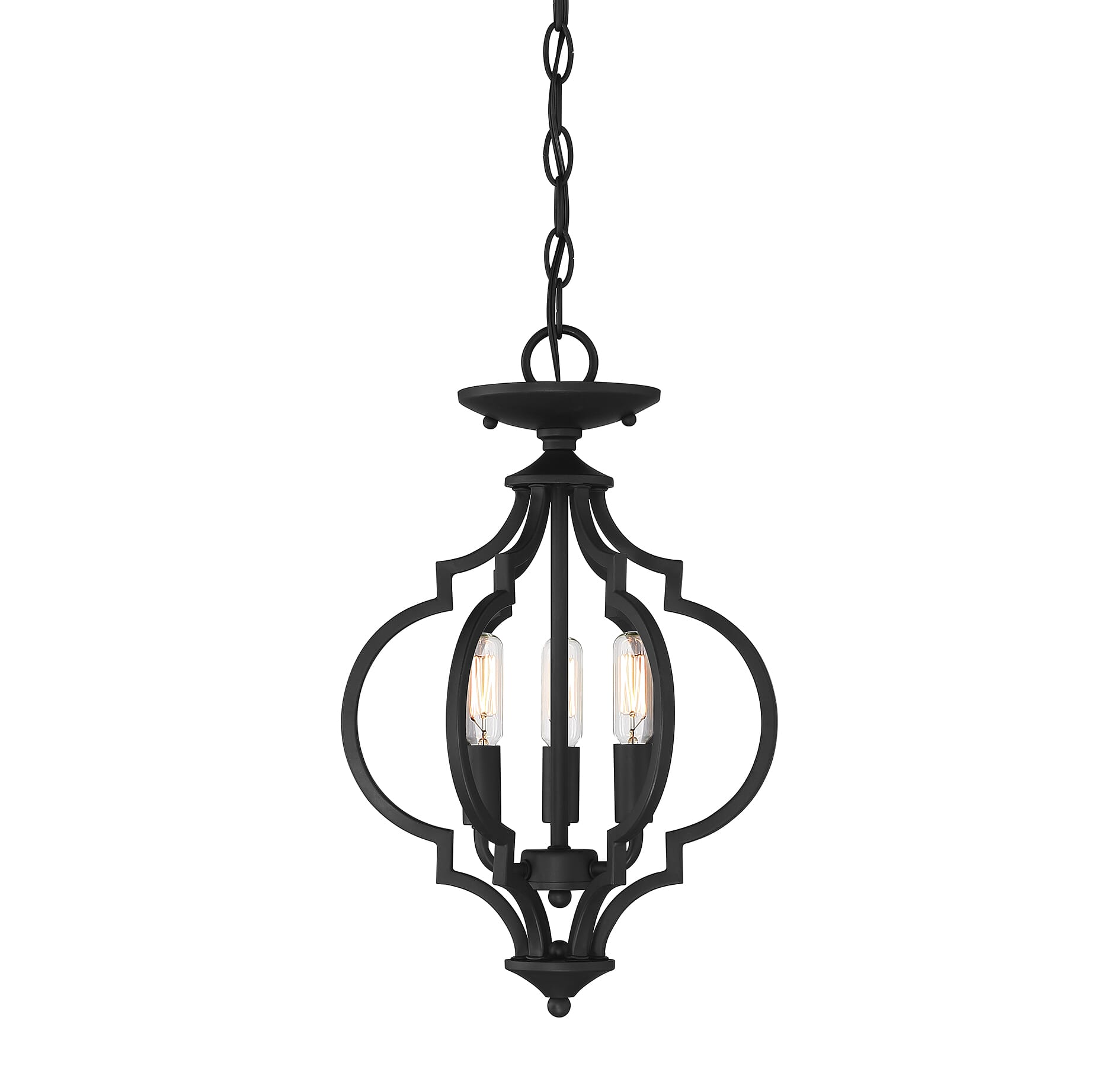 Trade Winds Darlene 3-Light Quatrefoil Ceiling Light in Matte Black