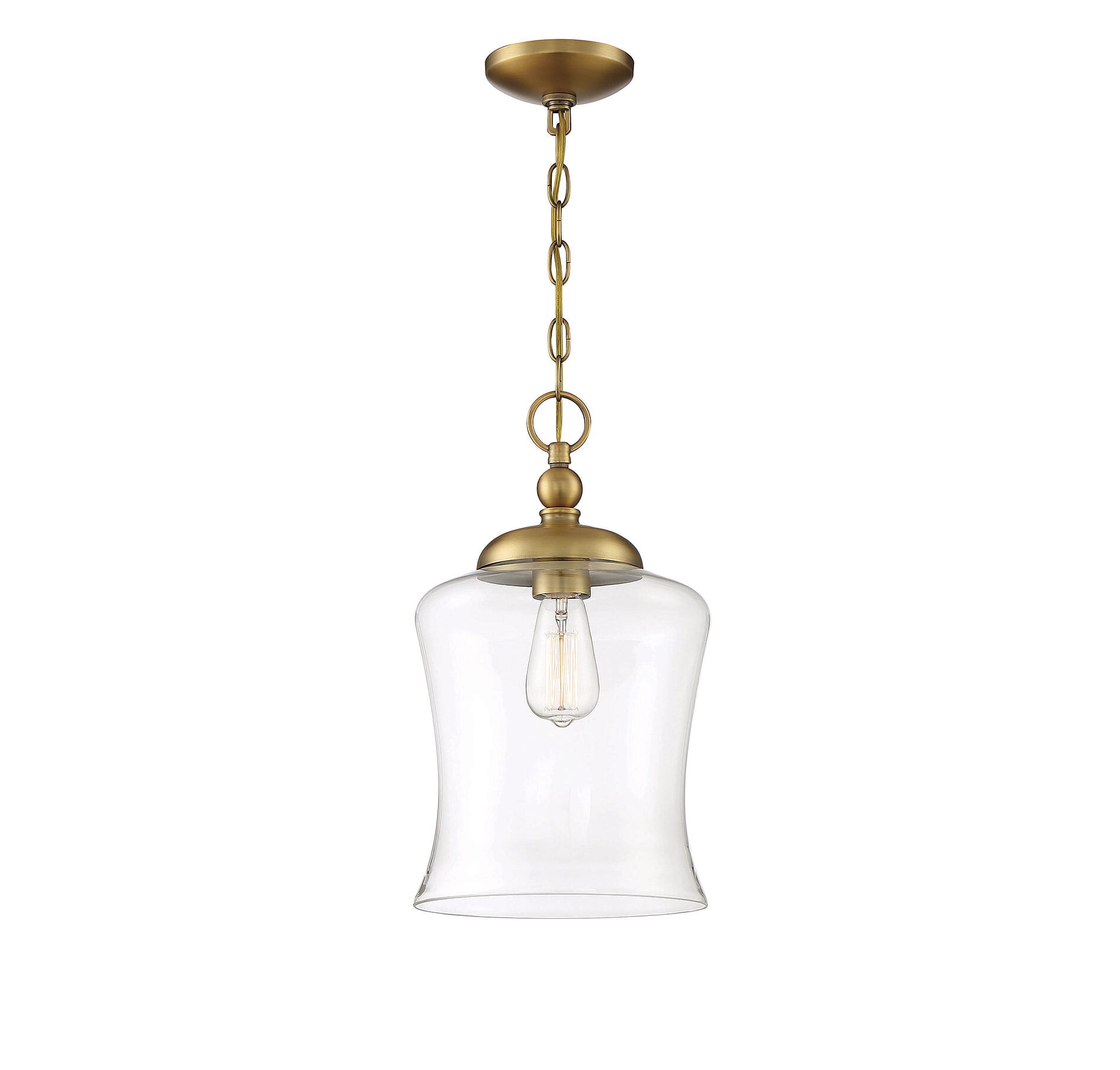 Trade Winds Vesper Glass Pendant Light in Natural Brass