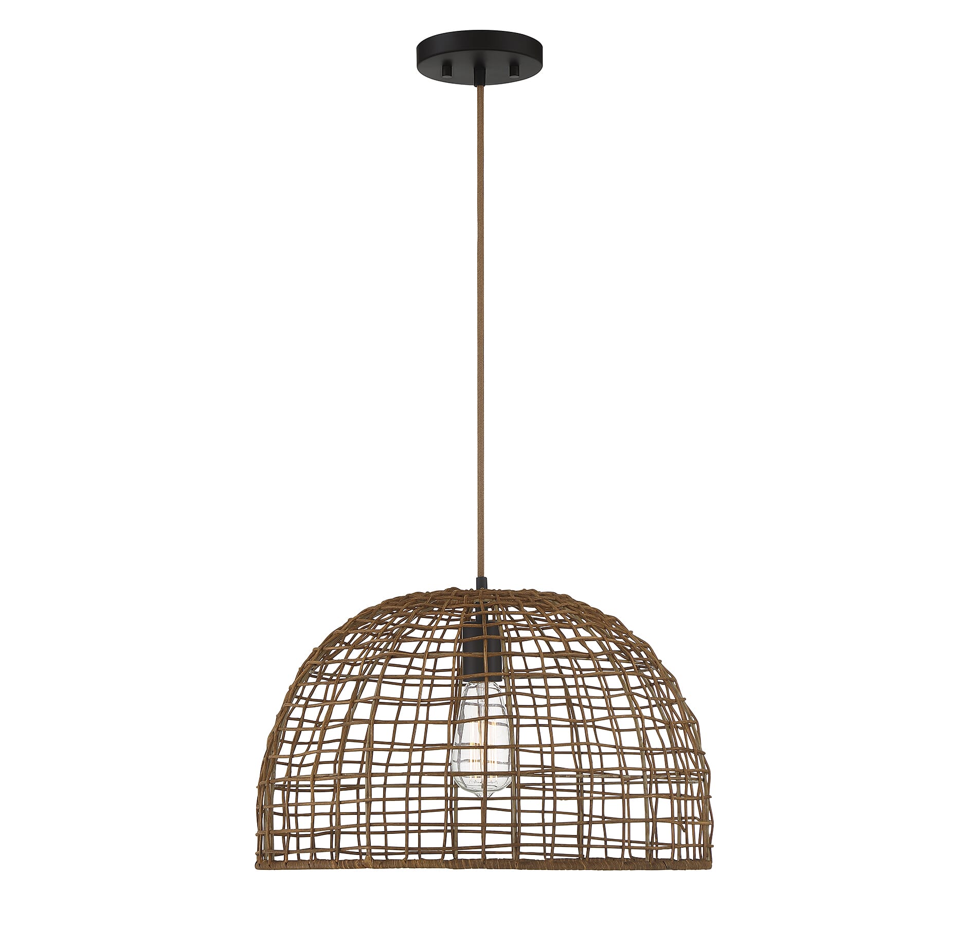 Trade Winds Miriam Pendant in Dark Rattan With A Dark Brown Socket