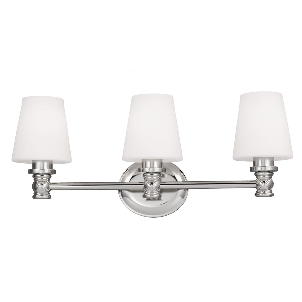 Feiss Xavierre 3-Light Bathroom Vanity Light in Polished Nickel