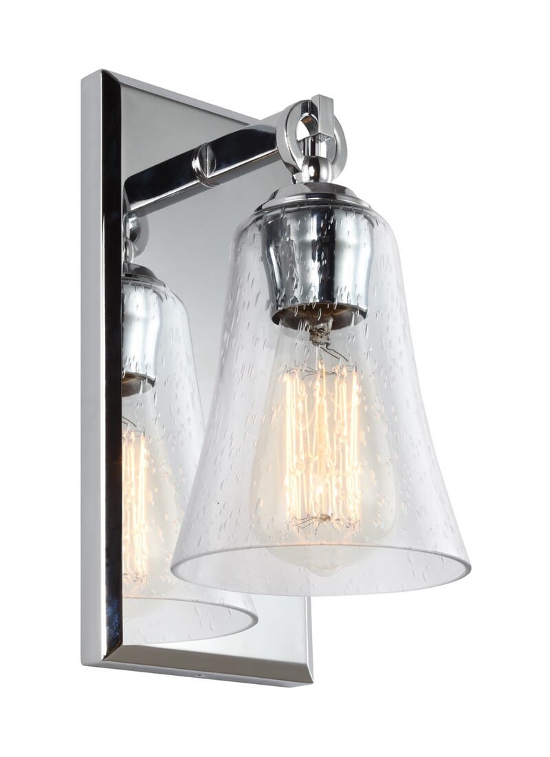 Feiss Monterro 10.5" Clear Seeded Glass Wall Sconce in Chrome