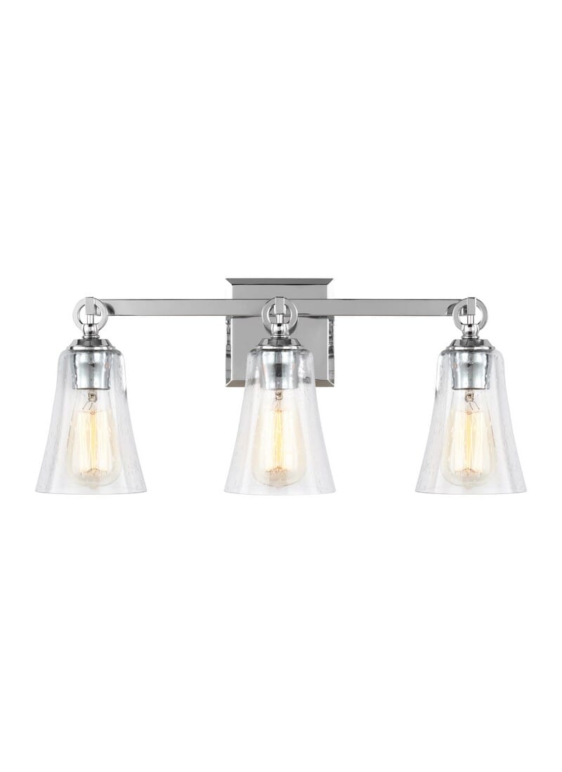 Feiss Monterro 3-Light Seeded Glass Bathroom Vanity Light in Chrome