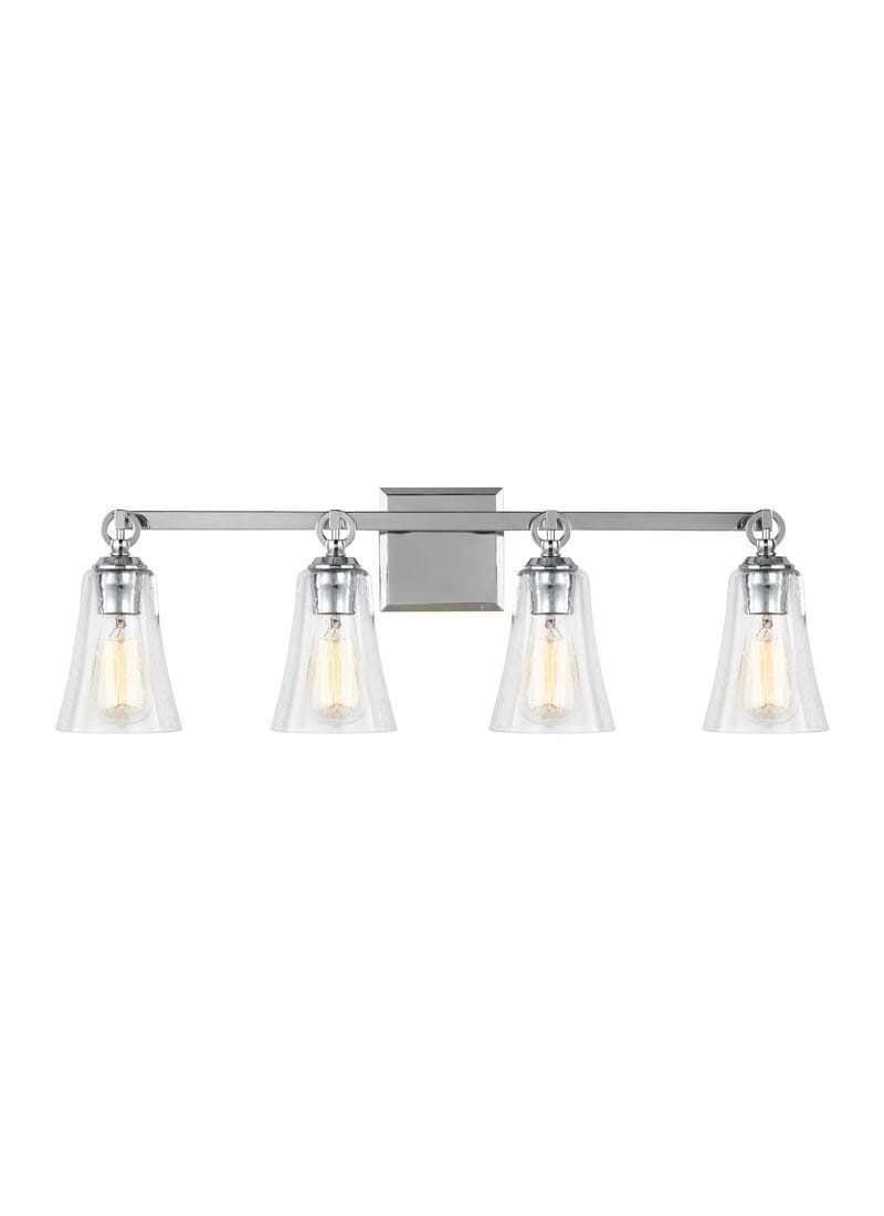 Feiss Monterro 30.25" 4-Light Clear Seeded Bathroom Vanity Light in Chrome