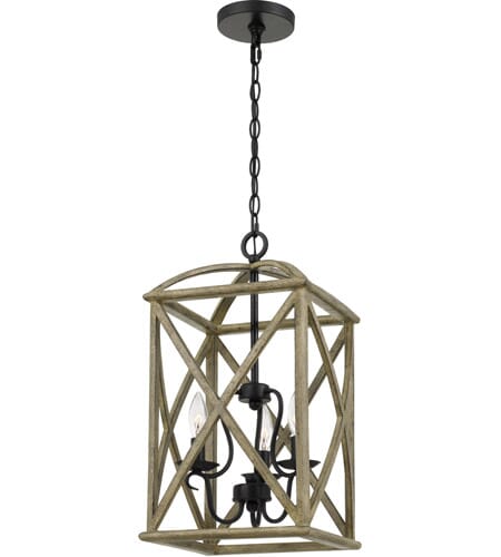 Quoizel Woodhaven 3-Light Pendant Light in Distressed Weathered Oak