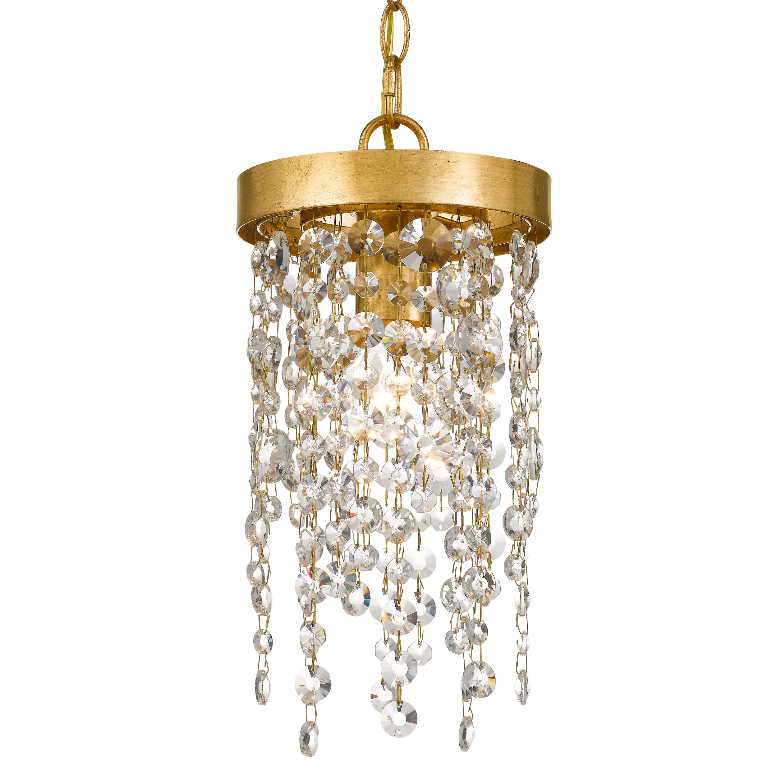 Crystorama Windham 7" Pendant Light in Antique Gold with Clear Hand Cut Crystals