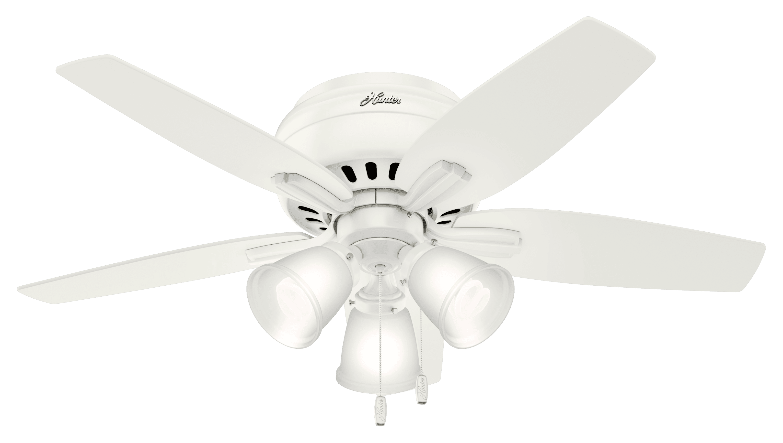 Hunter Newsome Low Profile 3-Light 42" Indoor Ceiling Fan in Fresh White