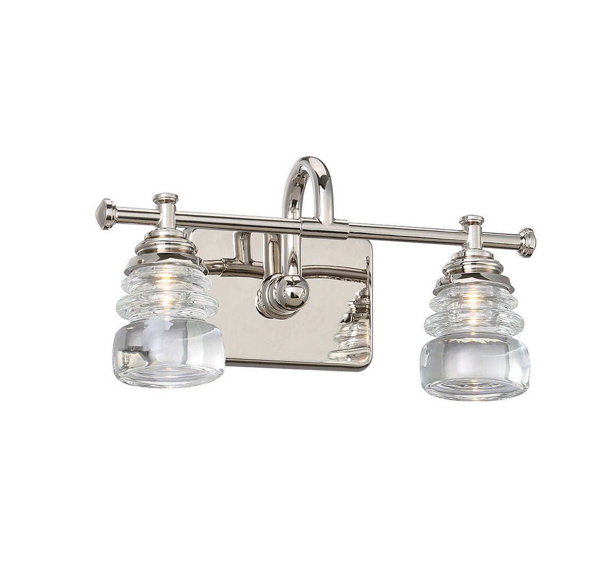 WAC Lighting 120V Rondelle LED 2 Light Bathroom Vanity Light & Wall Light in Polished Nickel