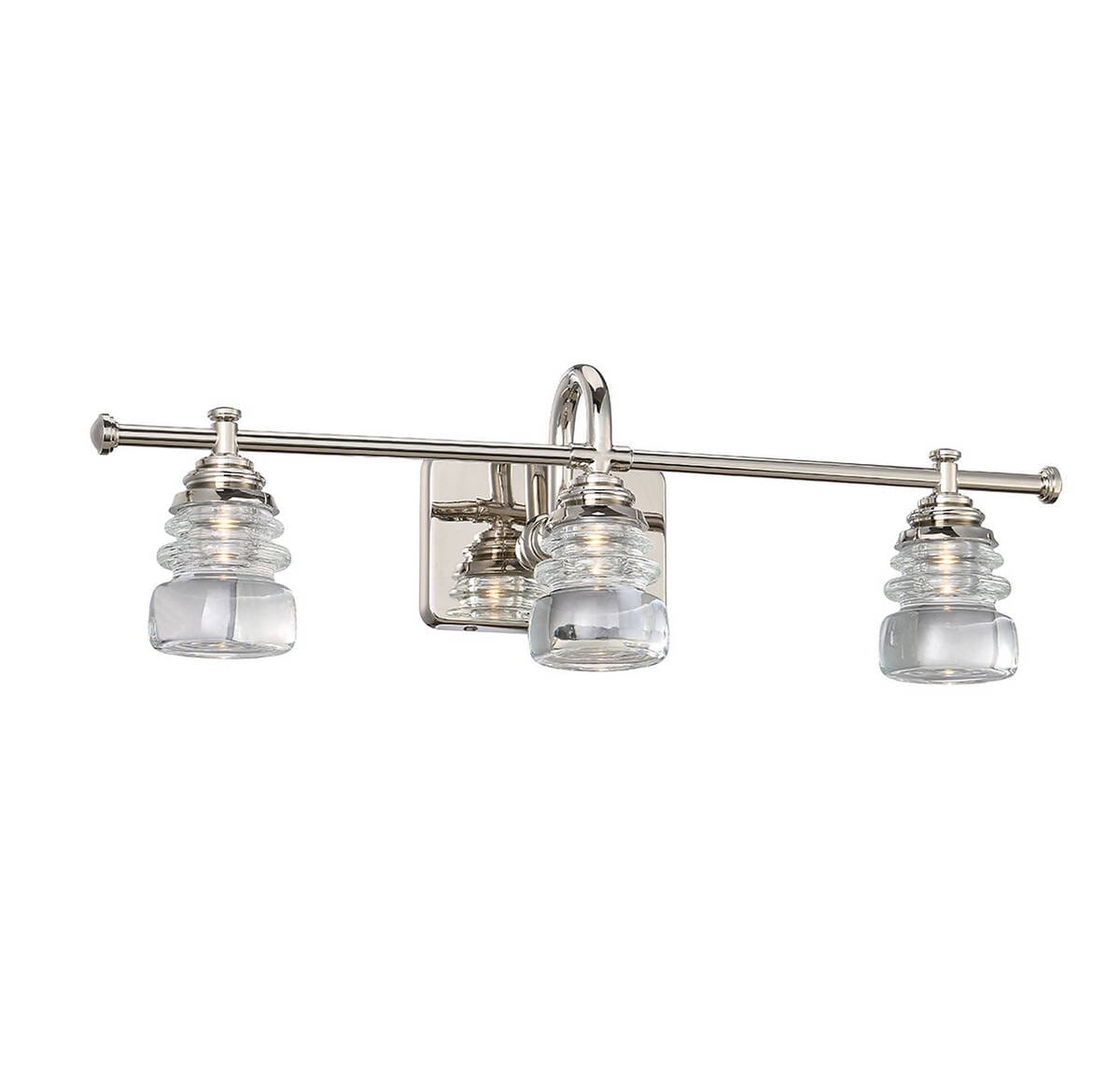 WAC Lighting 120V Rondelle LED 3 Light Bathroom Vanity Light & Wall Light in Polished Nickel