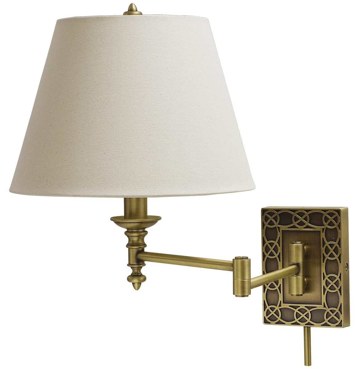 House of Troy Knot Swing Arm Wall Lamp in Antique Brass