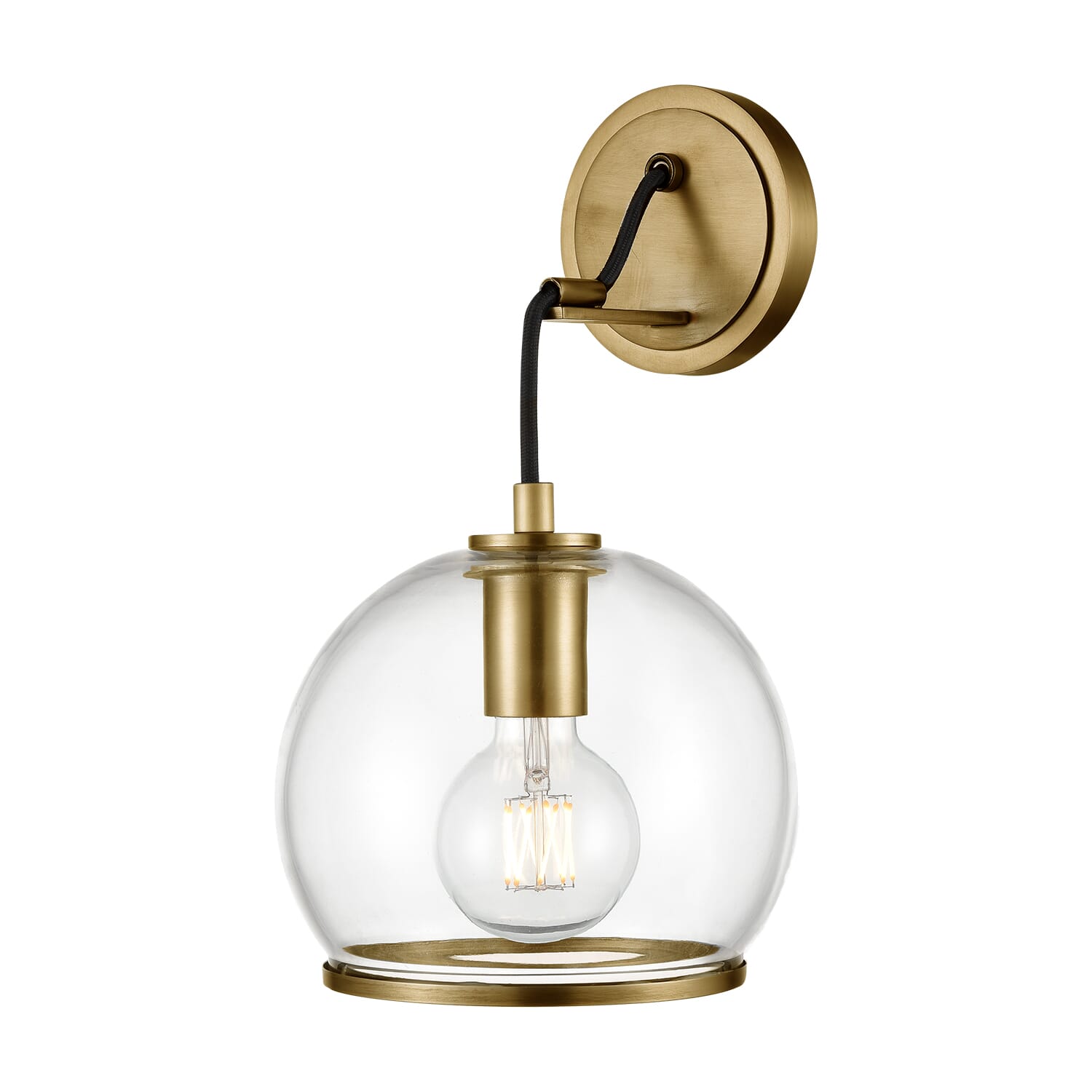 Alora Coast Wall Sconce in Vintage Brass And Clear Glass