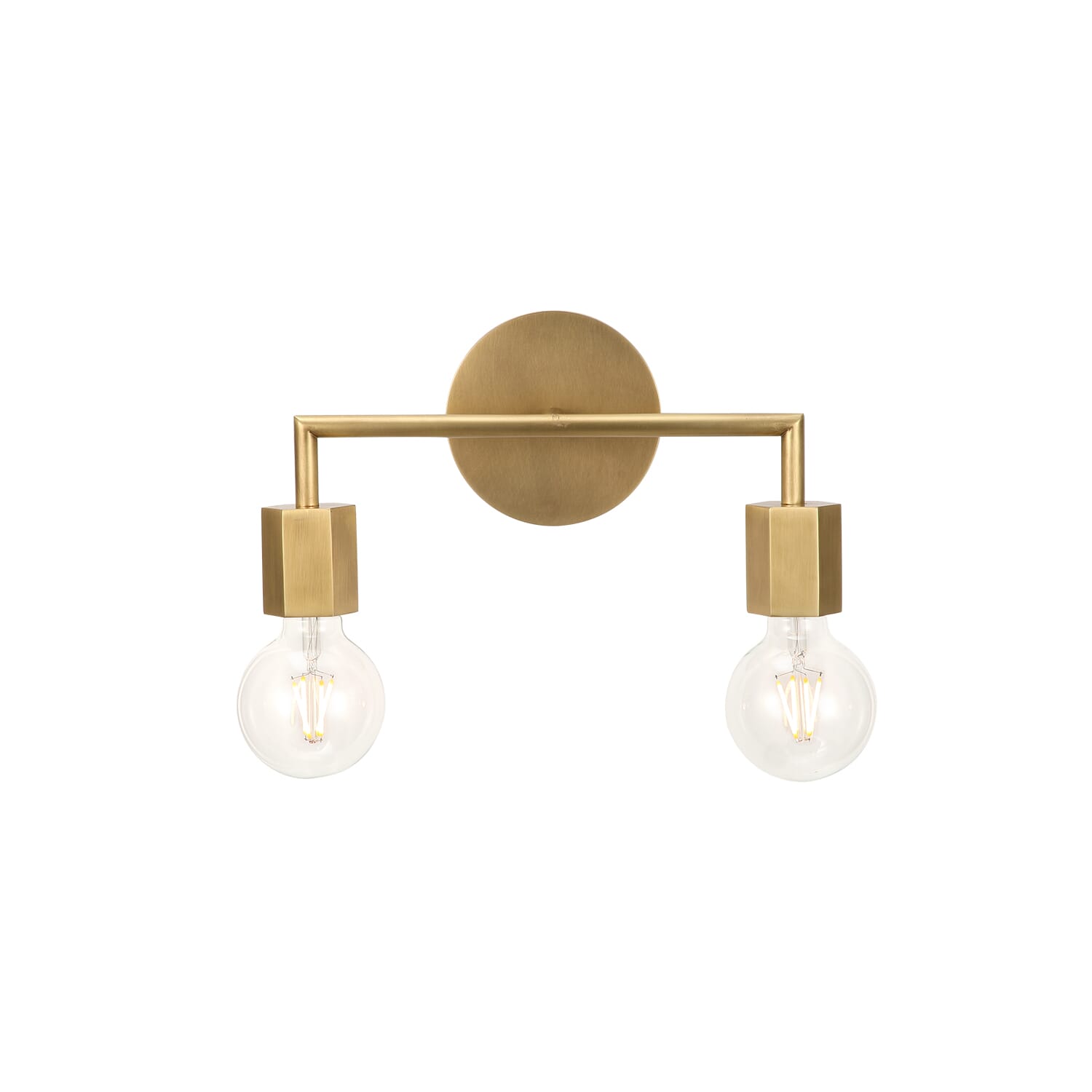 Alora Hexa 2-Light Bathroom Vanity Light in Vintage Brass