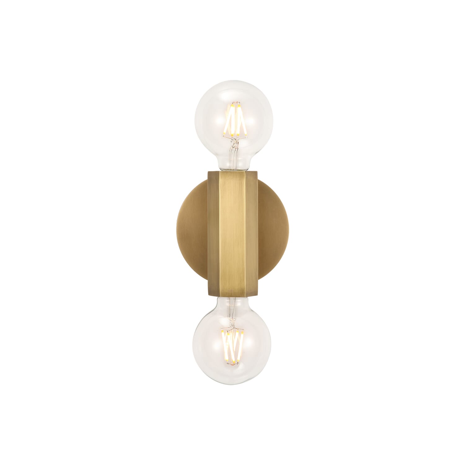 Alora Hexa 2-Light Bathroom Vanity Light in Vintage Brass