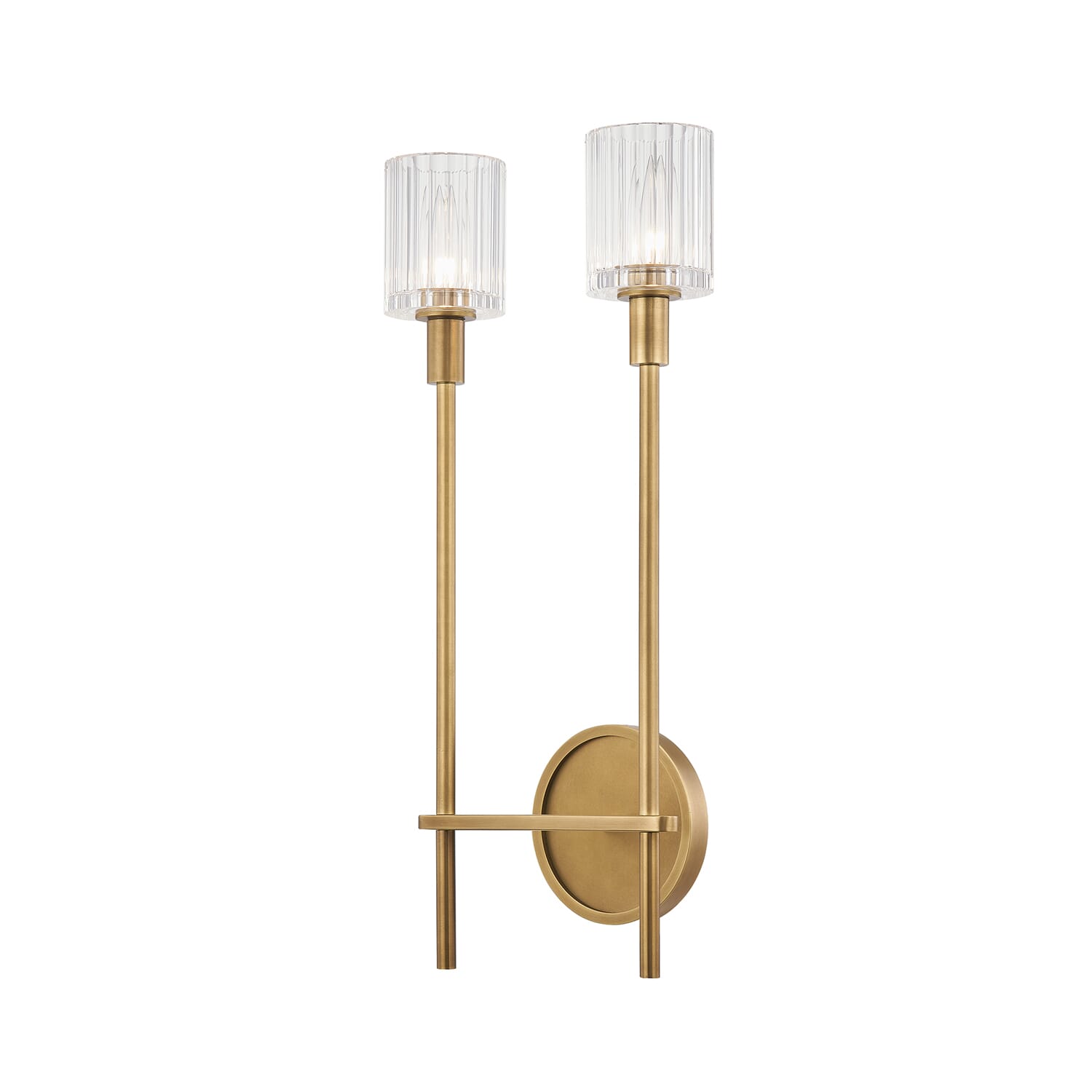 Alora Salita 2-Light Bathroom Wall Sconce in Vintage Brass And Ribbed Crystal