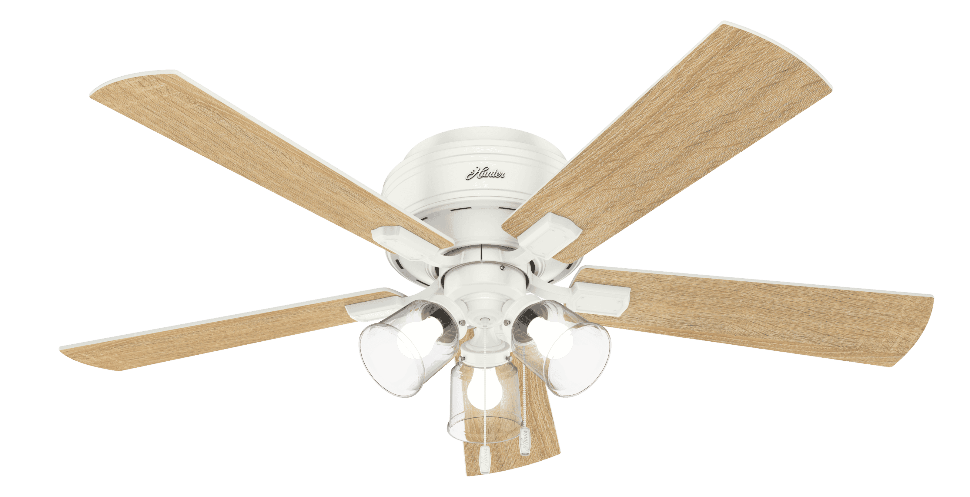 Hunter Crestfield Low Profile 3-Light 52" Indoor Ceiling Fan in Fresh White