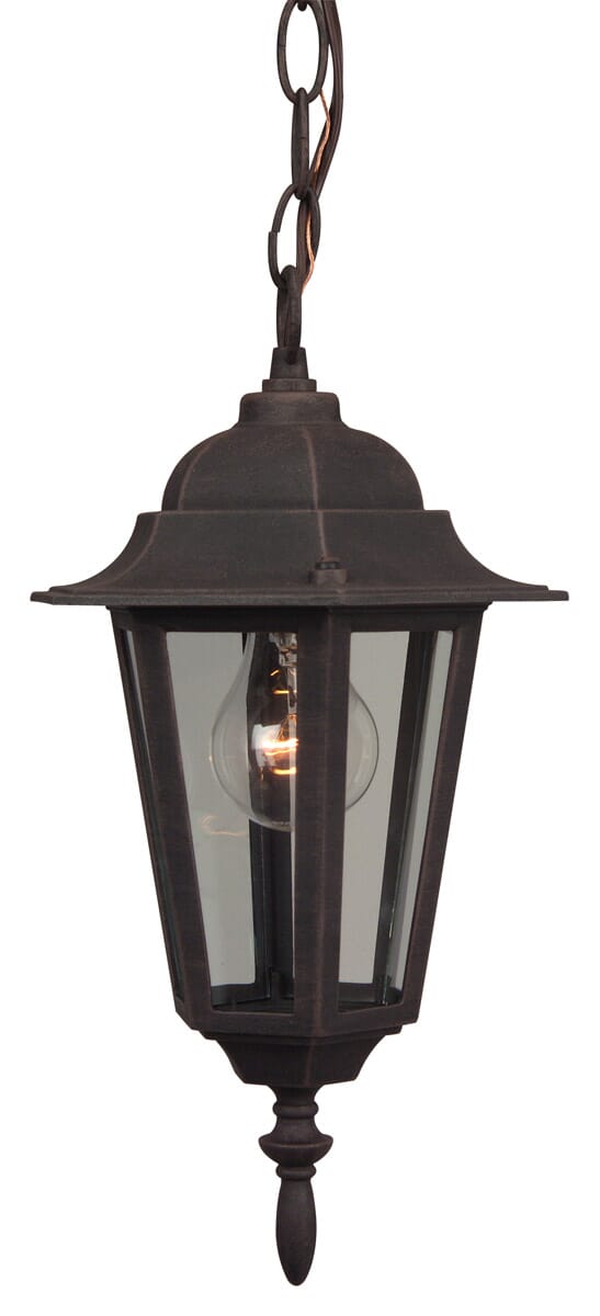 Exteriors by Craftmade Outdoor Straight Glass Cast Aluminum Small Pendant in Rust