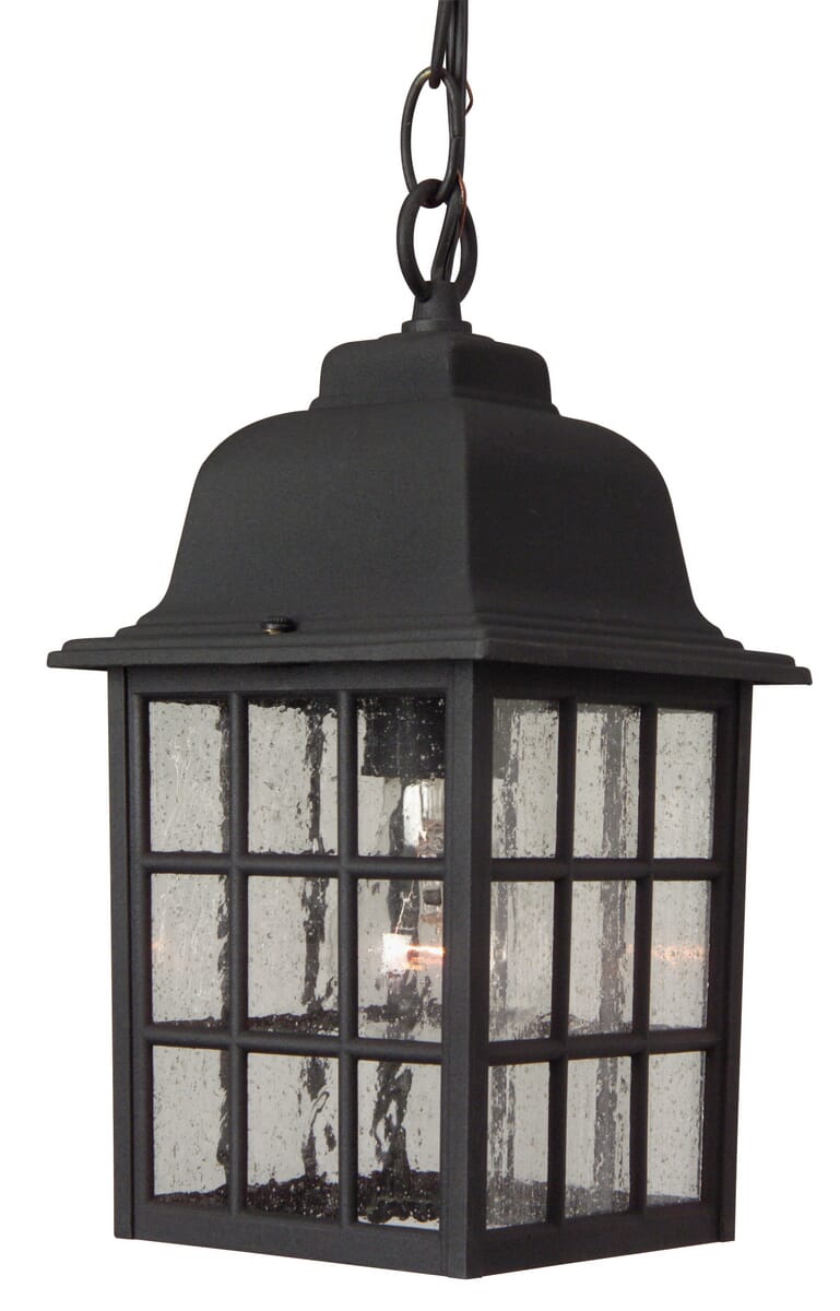 Exteriors by Craftmade Outdoor Grid Cage Cast Aluminum Medium Pendant in Matte Black